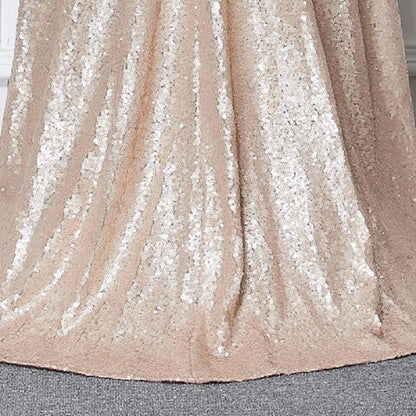 sd-hk Deep V Neck Gold Fishtail Evening Dress Sexy Banquet Dress