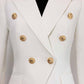 Women's Luxury Fitted Blazer Golden Lion Buttons Coat White Color