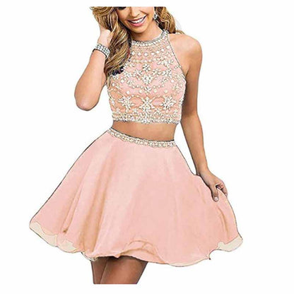 Women's 2 Piece Prom Dresses Short Homecoming Party Cocktail Gown Tulle Gala Dress