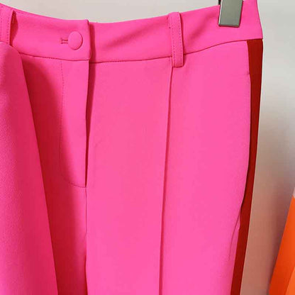 Women's Formal Two Piece Pantsuit Flare Bottoms Two Piece Suit Red Pantsuit Set