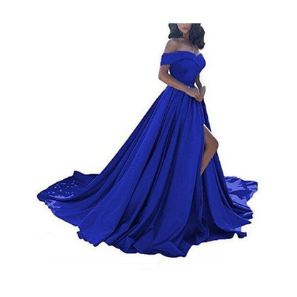 Royal Blue Wedding Dress Off the shoulder