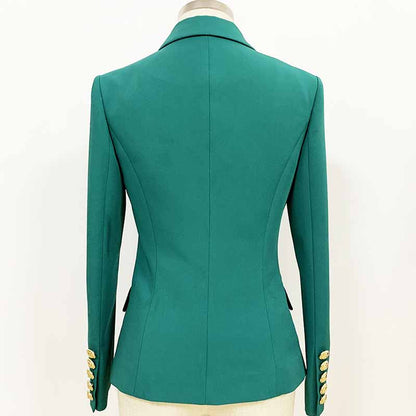 Women Coats Teal Jacket Long Sleeves Blazer Breasted Coat