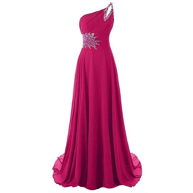 Single shoulder prom dress rosy
