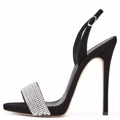 Tucomosi Women Slingbacks Pointed Toe Stiletto Sandals With Crystal