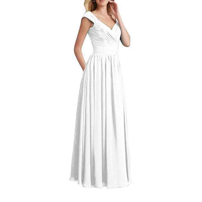 Womens Long Sleeveless Flowy Bridesmaid Cocktail Evening Gown Maxi Dress