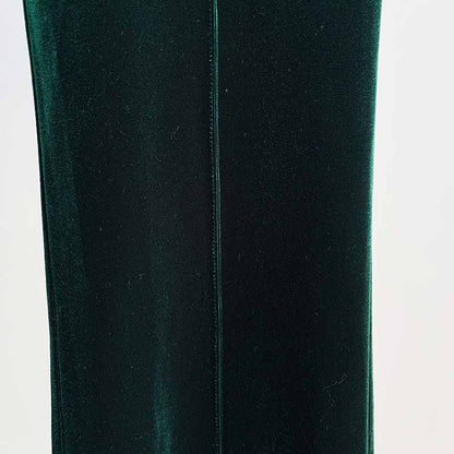 Women Velvet Green Blazer + Flare Trousers Suit