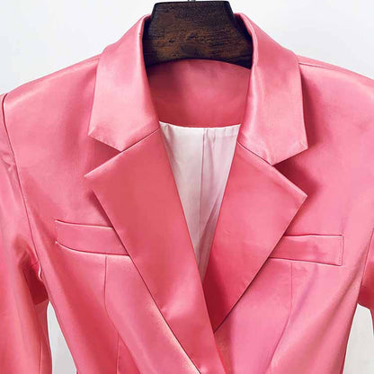 Women's Satin Dresses Jackets Waistband Satin Dress Coat