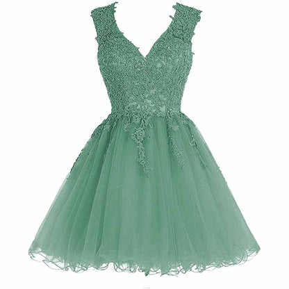 Lace Homecoming Dress Short Cocktail Dress Tulle Appliques Prom Dresses