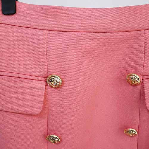 Hight Waisted Pink Formal Skirt Gold-tone Mini Skirt for Ladies