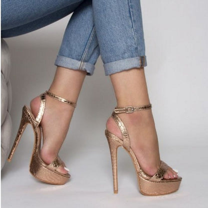 Tucomosi Gold High Heel Stiletto Platform Clubwear Shoes