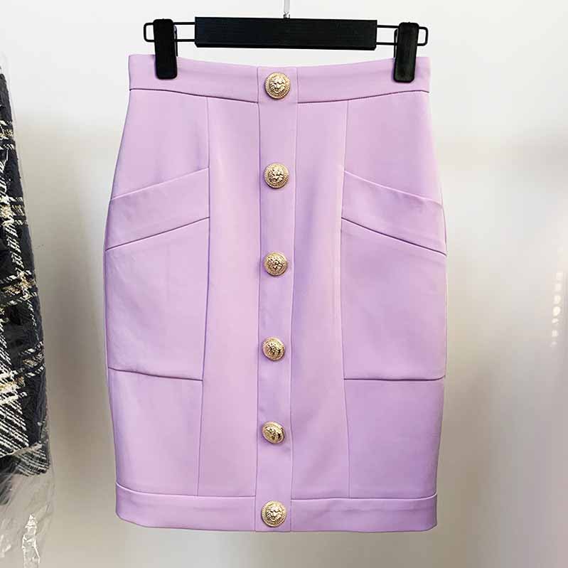 Hight Waisted Violet Formal Skirt Gold-tone Mini Skirt for Ladies