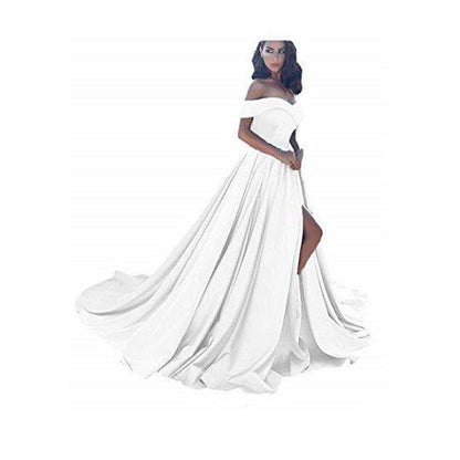 White Wedding Dress Off The Shoulder