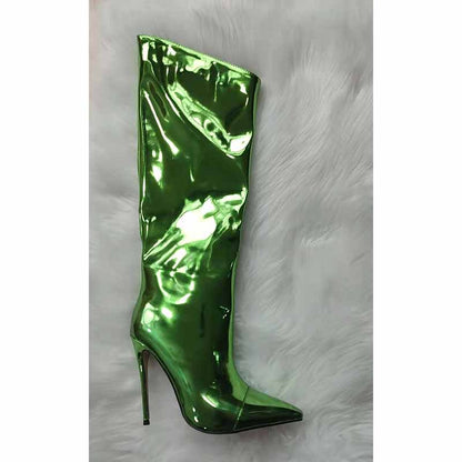 Women's Knee High Point Heeled Fashion Boots 12 colors