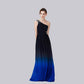 sd-hk One shoulrder prom dress long evening blue and black Gradient dress