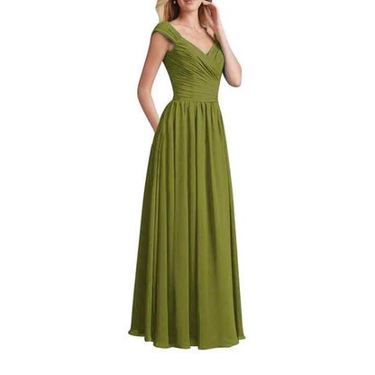Womens Long Sleeveless Flowy Bridesmaid Cocktail Evening Gown Maxi Dress