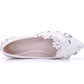 White Bridal Flats Closed Toe Shoes Bride Wedding Shoes