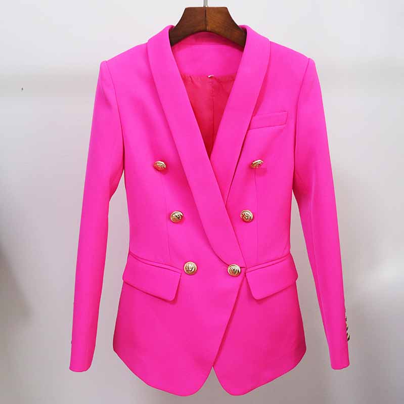 Women Coats Rosy Pink Jacket Long Sleeves Blazer Breasted Coat