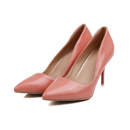 Women's Pointy Toe Dress Pump Middle Heels Plus Size Shoes