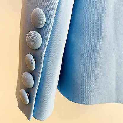 Women Sky blue Blazer + Flare Trousers Suit