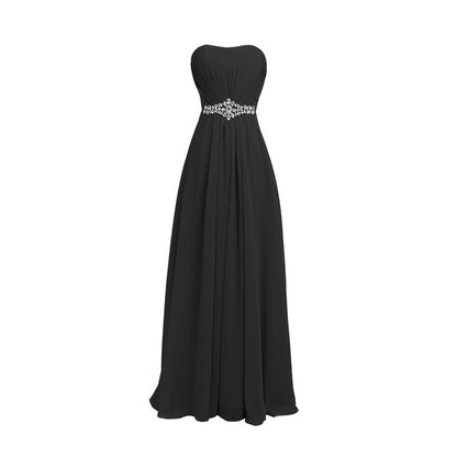 Women's Strapless Lace up Back Bridesmaid Evening Formal Maxi Dresses