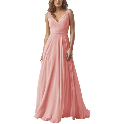 A-line Chiffon Bridesmaid Dress Floor Length Formal Evening Prom Gowns
