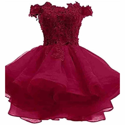 Women's Tulle Mini Cocktail Party Dress Short Prom Gown