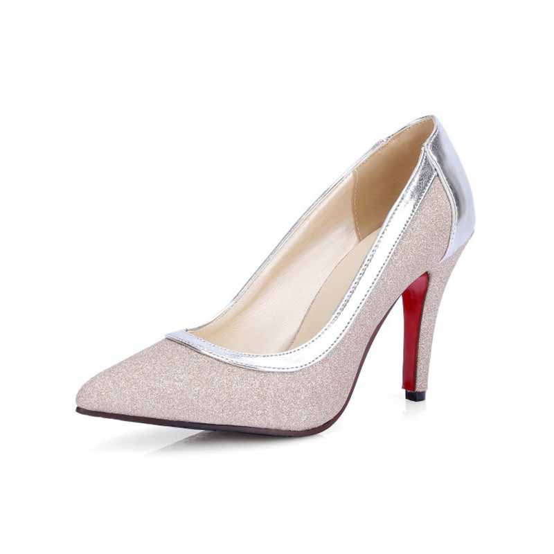 Pointed Toe Mid Heels Wedding Party Evening Dress Pumps for Women