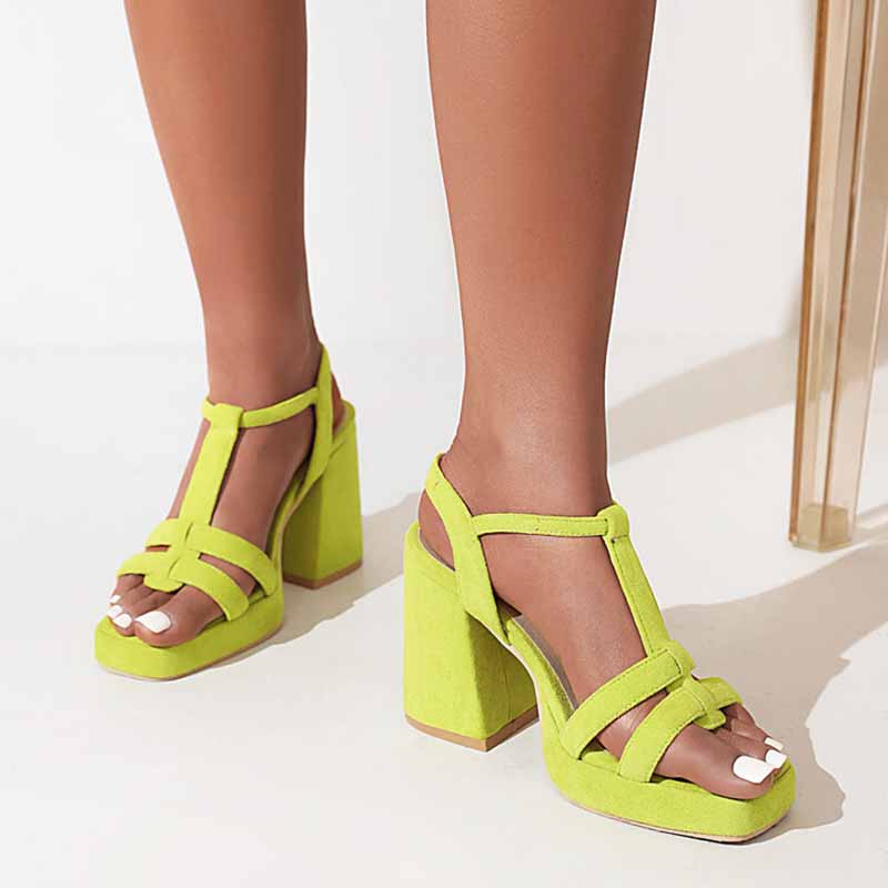 Women's Suede Shoes Platform Heels Sandals Wedge Chunky Heels