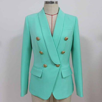 Women's Coats Mint Green Jacket Long Sleeves Blazer Breasted Coat