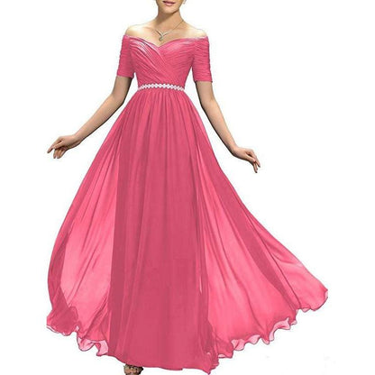 Womens Chiffon Bridesmaid Dress Aline Wedding Guest Gown