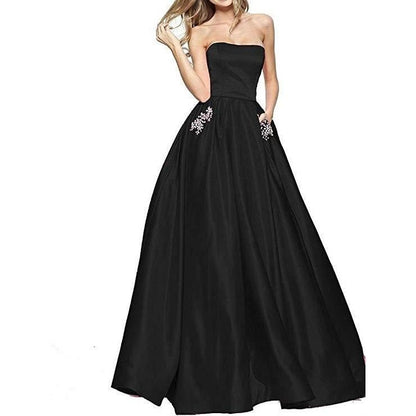 Off The Shoulder Satin Wedding Dresses With Pocket Bridesmaid Dresses