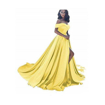 Yellow Wedding Dress Off The Shoulder