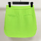 Hight Waisted Neon Green Skirt Gold-tone Mini Skirt for Ladies