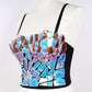 Party Corset Top Push Up Spangly Bra Club Vest For Ladies