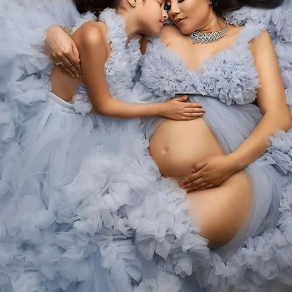Ladies Gown Sheer Long Robe Puffy Tulle Robe Sheer for Maternity Dress
