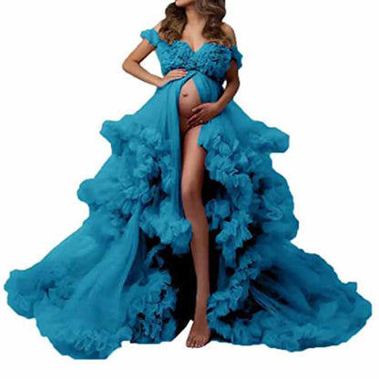 Ladies Gown Sheer Long Robe Puffy Tulle Robe Sheer for Maternity Dress