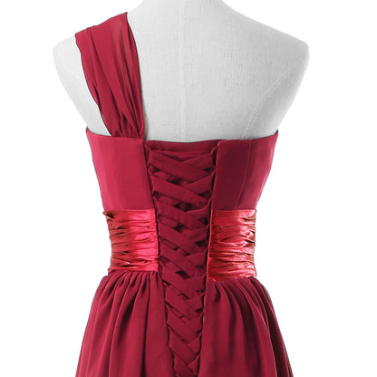 One Shoulder Chiffon Long Bridesmaid Dress For Women