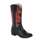 Women's Cowgirl Short Boots Embroidered Boots Chunky Black Boots