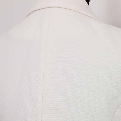 Women's Luxury Fitted Blazer Golden Lion Buttons Coat White Color