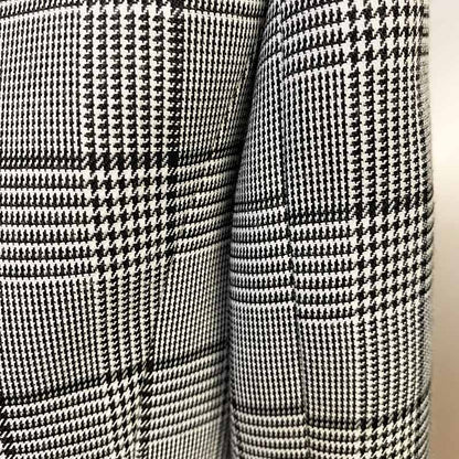 Women's Double Breasted Lion Button Blazer Slim Fitting Plaid Jacket