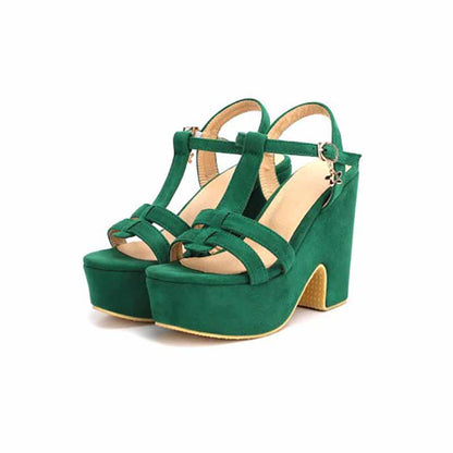 Women's Shoes Platform Heels Sandals Suede Wedge Chunky Heels