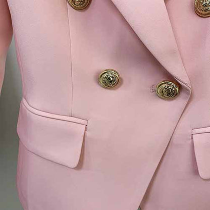 Women's Pink Coats & Jacket Long Sleeves Blazer Breasted Coat