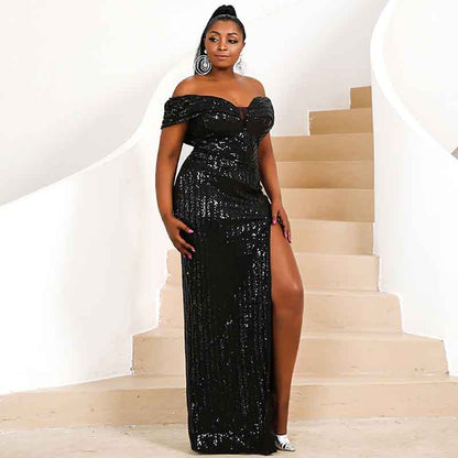Women's Plus Size Formal Sequin Evening Prom Dresses Mermaid Party Maxi Gown