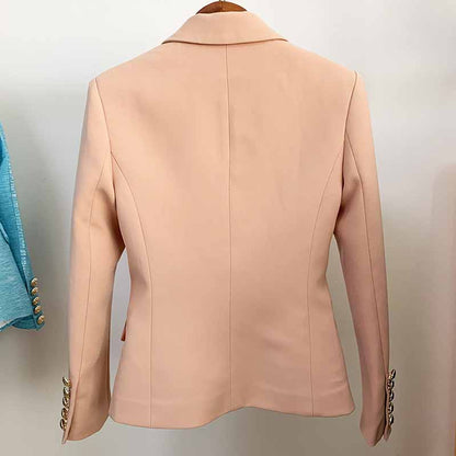Women's Golden Lion Buttons Nude Pink Fitted Blazer Jacket