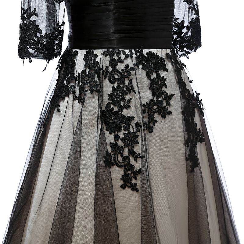 sd-hk Black Prom Long Sleeve Women Maxi Gowns