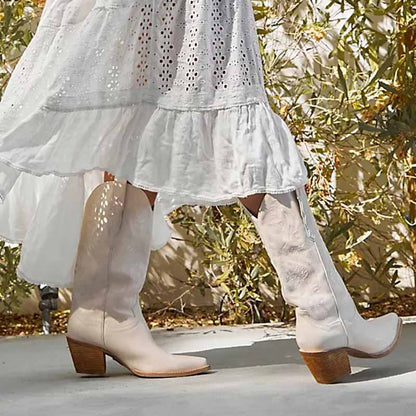 Women's Embroidered Bootie Patent leather Western Cowboy Boots