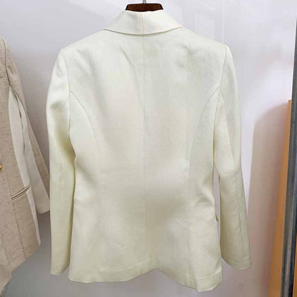 Women's Apricot Pantsuit Blazer+High Waisted Pants Suit Work Wear Pantsuit