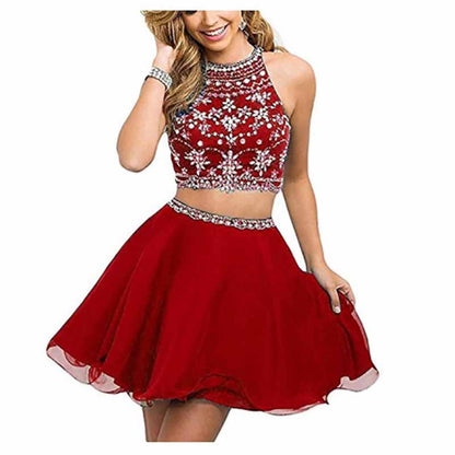 Women's 2 Piece Prom Dresses Short Homecoming Party Cocktail Gown Tulle Gala Dress