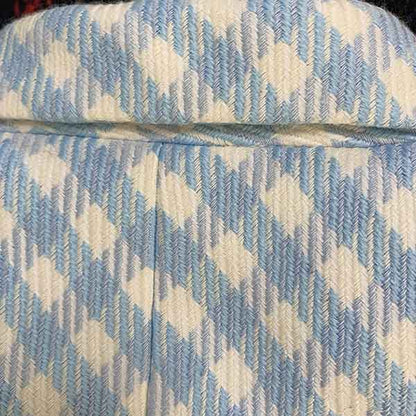 Women's Fitted Golden Lion Buttons Luxury Blue Checked Blazer