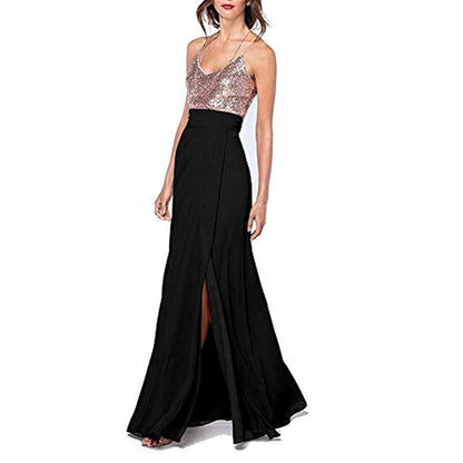 Womens Sequin Top Bridesmaid Dress Cocktail Party Swing Dresses